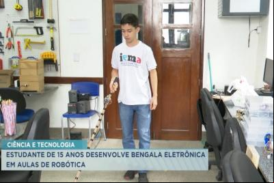 Estudante de 15 anos desenvolve “bengala eletrônica” em aulas de robótica