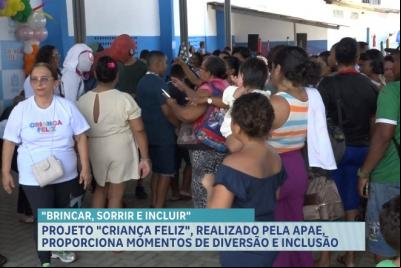 Projeto Criança Feliz realizado pela APAE proporciona diversão e inclusão para alunos