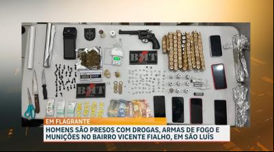 Presos suspeitos de tráfico de drogas; arma de fogo e munição são apreendidas